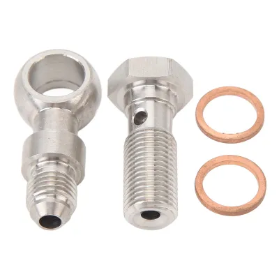 Zdjęcie produktu dla Zestaw śrub banjo ze stali nierdzewnej 4AN do M12x1,25 mm z otworem 4,2 mm, przeznaczony do turbosprężarek o dużym obciążeniu