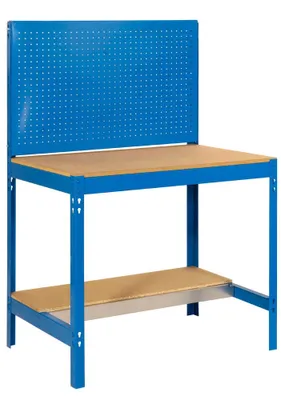 Produktbild von Werkbank BUFFALO mit Werkzeugwand | HxBxT 84x90x61cm | Traglast 400kg | Blau