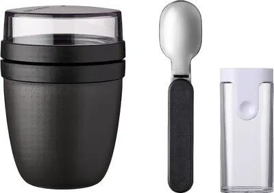 Produktbild von Mepal | Lunchpot Ellipse | faltbarer Löffel | Nordic Black | praktischer Müslibecher | ideal für Lebensmitteltransport
