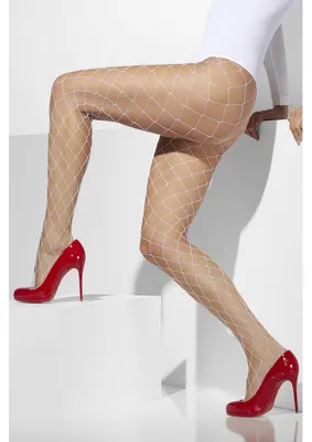 Imagen del producto de Medias de red con estampado de arañas, color blanco, para Halloween, marca Smiffys