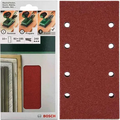 Produktbild von Bosch Schleifblatt Klett 10 Stück, 93 x 245 mm, Körnung 240 für Schwingschleifer