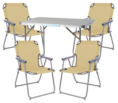 Produktbild von 5-teiliges Campingmöbel Set Alu L70xB50xH59cm beige