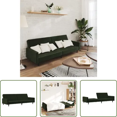 Produktbild von The Living Store Schlafsofa 2-Sitzer Dunkelgrün Samt