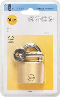 Produktbild von YALE YKDY40 Messing-Vorhängeschloss mit Verriegelungszylinder, Blister