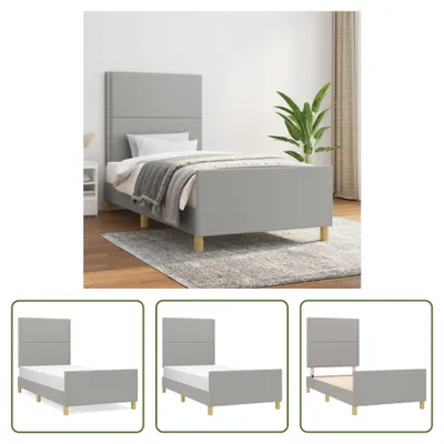 Produktbild von The Living Store Bettgestell mit Kopfteil Hellgrau 90x190 cm Stoff