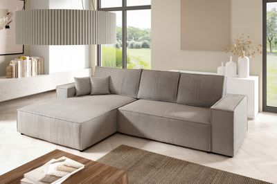 BroMARKT Ecksofa PABLO Schlaffunktion Bettkasten L-Form 294x185x85cm Beige Links