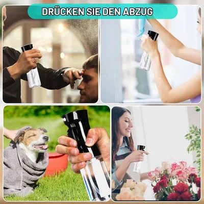 Produktbild von Kontinuierliche Wassersprühflasche, 2 Friseursprühflaschen mit 200ml, Feinnebel-Sprühflasche mit ultrafeinem kontinuierlichem Pumpsprüher und NanoDüse für Haare, Gesicht und Pflanzen