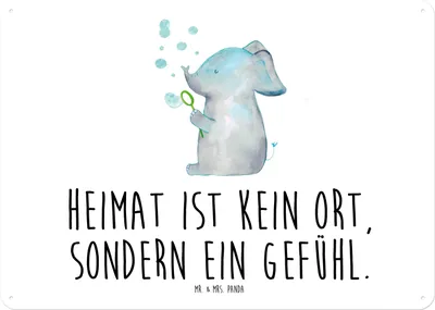 Produktbild von Mr. & Mrs. Panda Wandbild Elefant Seifenblasen DIN A4 - Weiß - Geschenk, Liebesspruch, Heimat, Liebe, tafel, Türschild, wandtafel, Lustige Sprüche, Schild, Blechschild