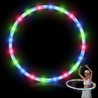 Produktbild von Aufleuchten LED Hula Hoop 7-Farben-Stroboskop-Multilicht Fitness Reifen zum Abnehmen Tanzen ohne Batterie