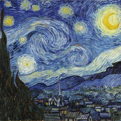 Obrázek produktu pro Vincent Van Gogh Art Print Obraz - Hvězdná noc, 1889 (40 x 40 cm)