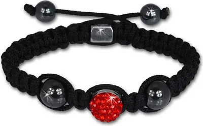 Image de Bracelet Shamballa original Sterlinx avec 1 boule rouge scintillante SHS11R