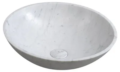 Obrázek produktu pro BLOK kamenné umyvadlo Ø 42 cm, Carrara bílá matná