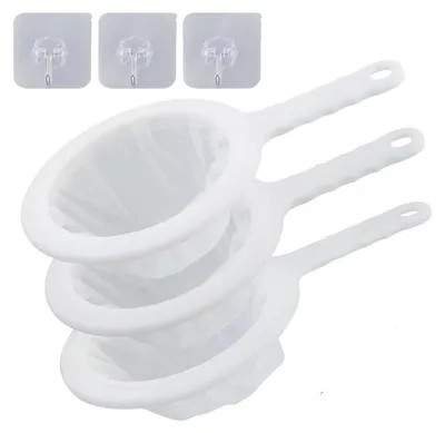 3er-Set Küchensieb, feinmaschig, Nylon, mit Griff, 100/200/400 Mesh