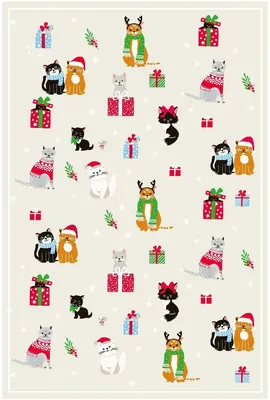 Produktbild von Geschirrtuch Katzen, Weihnachten, Geschirrtücher Tuch Tiere, Weihnachtskatzen