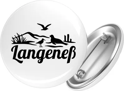 Produktbild von Huuraa Button Langeneß Strandmotiv 59mm rund mit Sicherheitsnadel Ansteckbutton Geschenkidee