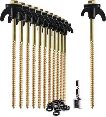 Produktbild von Zeltpflöcke 12 Stück, robustes Stahl, mit Draht- und Seilhalter, für Camping und Outdoor-Aktivitäten