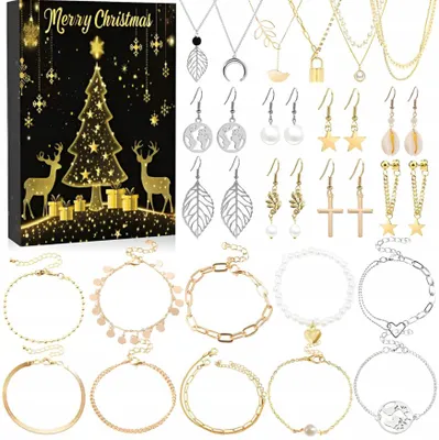 Obrázek produktu pro Adventní kalendář s bižuterií – adventní kalendář pro ženy s náramky, dárek na Vánoce