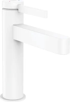 Produktbild von Einhebel-Waschtischmischer FINORIS 110 m PO Ablaufgarnitur 1 1/4Zoll mattweiß mit Push-Open Ablaufgarnitur 1 1/4Z mattweiß