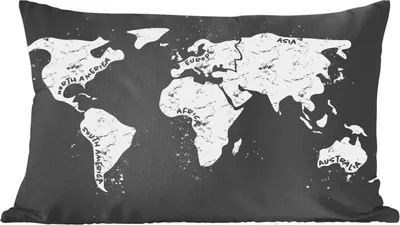 Produktbild von MuchoWow® Zierkissen Sofakissen Wohnzimmer Dekokissen 50x30 cm Karte - Marmor - Schwarz - Weiß - Wohnzimmerdekoration - Polster mit Photo
