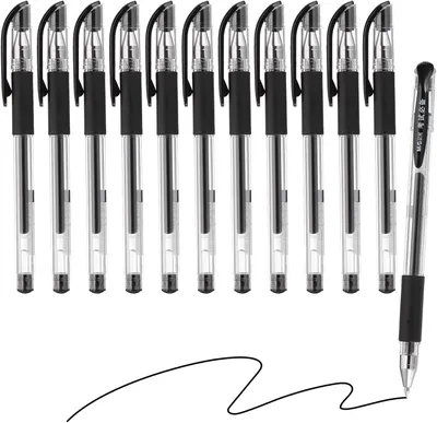 Productafbeelding van Gel pen medium point 0,5 mm - Set van 24 - Gladde zwarte gelinkt rollerball pen - Stijl 11