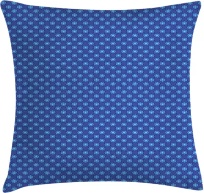 Produktbild von ABAKUHAUS Abstrakt Kissenbezug, Kontinuierliche künstlerische Muster mit Blumen Sternen, 40 x 40 cm, Himmelblau Violettblau