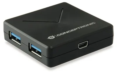 Zdjęcie produktu dla Conceptronic HUBBIES02B, USB 3.2 Gen 1 (3.1 Gen 1) Mini-B, USB 3.2 Gen 1 (3.1 Gen 1) Type-A, 5000 Mbit/s, Czarny, 0,4 m, Chiny