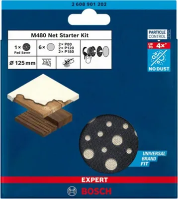 Produktbild von EXPERT M480 Schleifnetz Starter Set, Schleiftellerschoner, 125mm, K80-180, 7tlg.