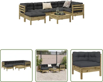 Produktbild von The Living Store 7-tlg. Garten-Sofagarnitur mit Kissen Kiefernholz Imprägniert