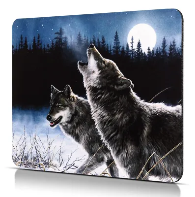 Productafbeelding van Wolf-Mauspad, klein muispad met een ontwerp geschikt voor zowel kantoormuizen als gamingmuizen, maat S, 240 x 200 mm