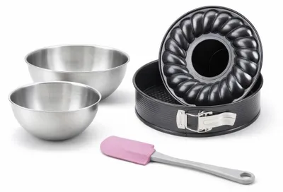 Image de Set de 4 ustensiles de pâtisserie moule à gâteaux bols et spatule Black mettallic Black mettallic Zenker Black mettallic