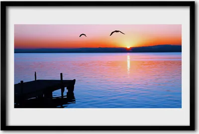 Produktbild von Bild 60x40 MDF-Rahmen Wandkunst Meerpier Sonne Landschaft