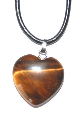 Produktbild von Edelstein-Anhänger mit Metallöse, Herz, Tigerauge, 20 mm