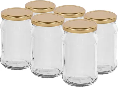 Produktbild von 6er Set Einmachgläser 300 ml mit Twist-Off-Deckel – Marmeladengläser & Vorratsgläser zum Einmachen und Aufbewahren