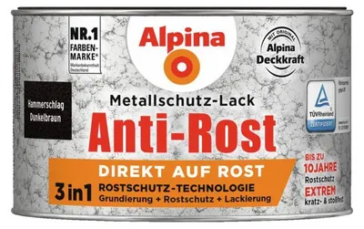 Produktbild von Alpina Metallschutzlack Anti-Rost Hammerschlag Dunkelbraun 300 ml matt