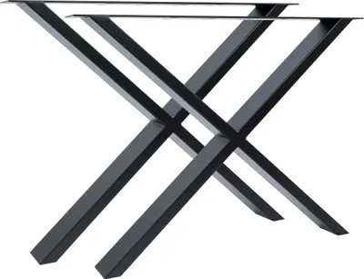 Zdjęcie produktu dla Natural Goods Berlin Prowadnice meblowe X-FORM, prowadnice stołowe, nogi stołowe, rama stołu, stół jadalny, ława, stolik kawowy, czarny, W85xH72 cm, 2 szt