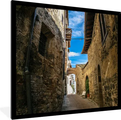 Produktbild von MuchoWow® Gerahmtes Poster Die Altstadt von San Gimignano in Italien 40x40 cm - Poster mit Schwarzem Bilderrahmen Wandposter Rahmen Foto Bilder - Mit Rahmen - Wanddekoration Schlafzimmer