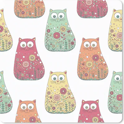 Produktbild von MuchoWow® Mauspad Mousepad Mädchen - Katze - Blumen - Muster - Mädchen - Kinder - Kinder 20x20 cm - Mousepads - Maus Mat - Pad - Mausunterlage - Desk Mat - Bureauartikeln
