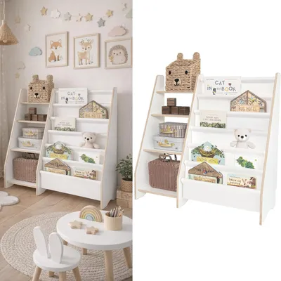 Image de Étagère 2 en 1 pour livres et jouets, solution de rangement pratique pour les enfants