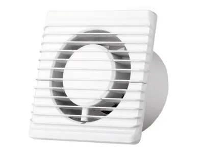 A white bathroom extractor fan is shown against a white background.