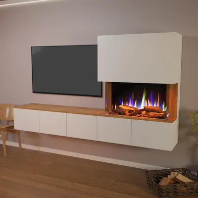 Produktbild von Glow Fire Elektrokamin 'PR6' | LED Standkamin in Schwarz (Beton) mit Heizung (1500 W) | HxBxT: 130x102x33 cm