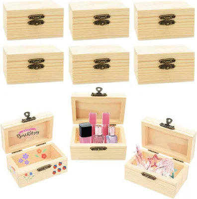 Imagen del producto de Conjunto de mini cajas de madera, de 6 piezas, de colores variados, para niños y proyectos de manualidades