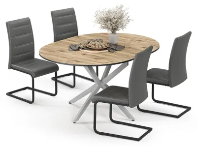 Immagine prodotto di Set di tavoli da pranzo Vicco Loyd Rovere rustico/Grigio 120 x 120 cm con 4 sedie da pranzo, grigio, Model 63007