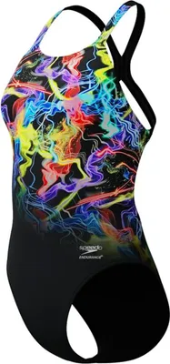 Produktbild von Speedo Fl Placement Printed Powerback Badeanzug Schwarz UK 38 Damen Schwarz UK 38