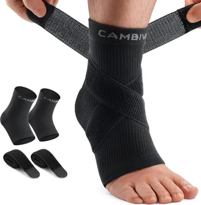Produktbild von CAMBIVO Sprunggelenkbandage mit verstellbaren Bändern, Bandage Fußgelenk für Rechts und Links, Knöchelbandage für Alltag, Atmungsaktive Fußbandage für Sport, Erholung, Arbeiten
