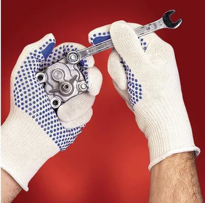 Produktbild von Handschuhe Tiger Paw 76-301 Gre 9 wei/blau EN 388 PSA-Kategorie II