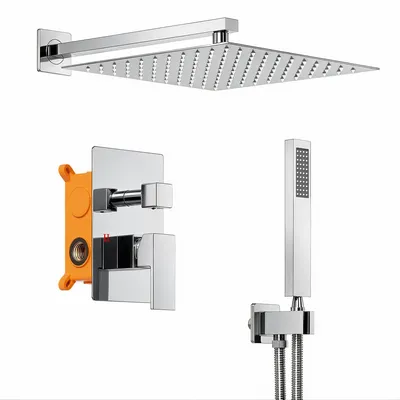 Inbouwdoucheset 30 cm Regendusche, Chrom poliert