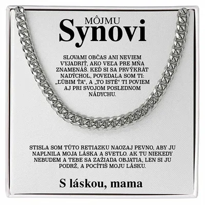 Obrázok produktu pre Kubánsky retiazkový náhrdelník pánsky EZRAEL + Exkluzívna kartička so správou - Môjmu synov