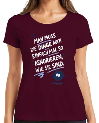 Productafbeelding van "Gewoon en wat er ook gebeurt" - Statement T-shirt voor dames, bordeauxrood, maat S