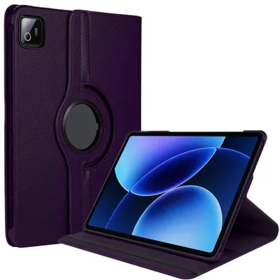 Image de Coque pour Xiaomi Pad 8 / 8 Pro, Etui Rotatif 360° Multi-Angle Antichoc Effet Cuir Violet