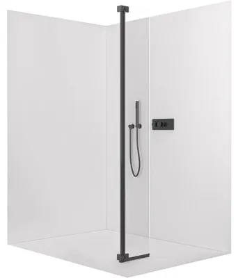 Obrázek produktu pro CERANO - Přídavný otočný panel ke sprchové zástěně Onyx - 8 mm - černá matná, transparentní sklo - 40x200 cm